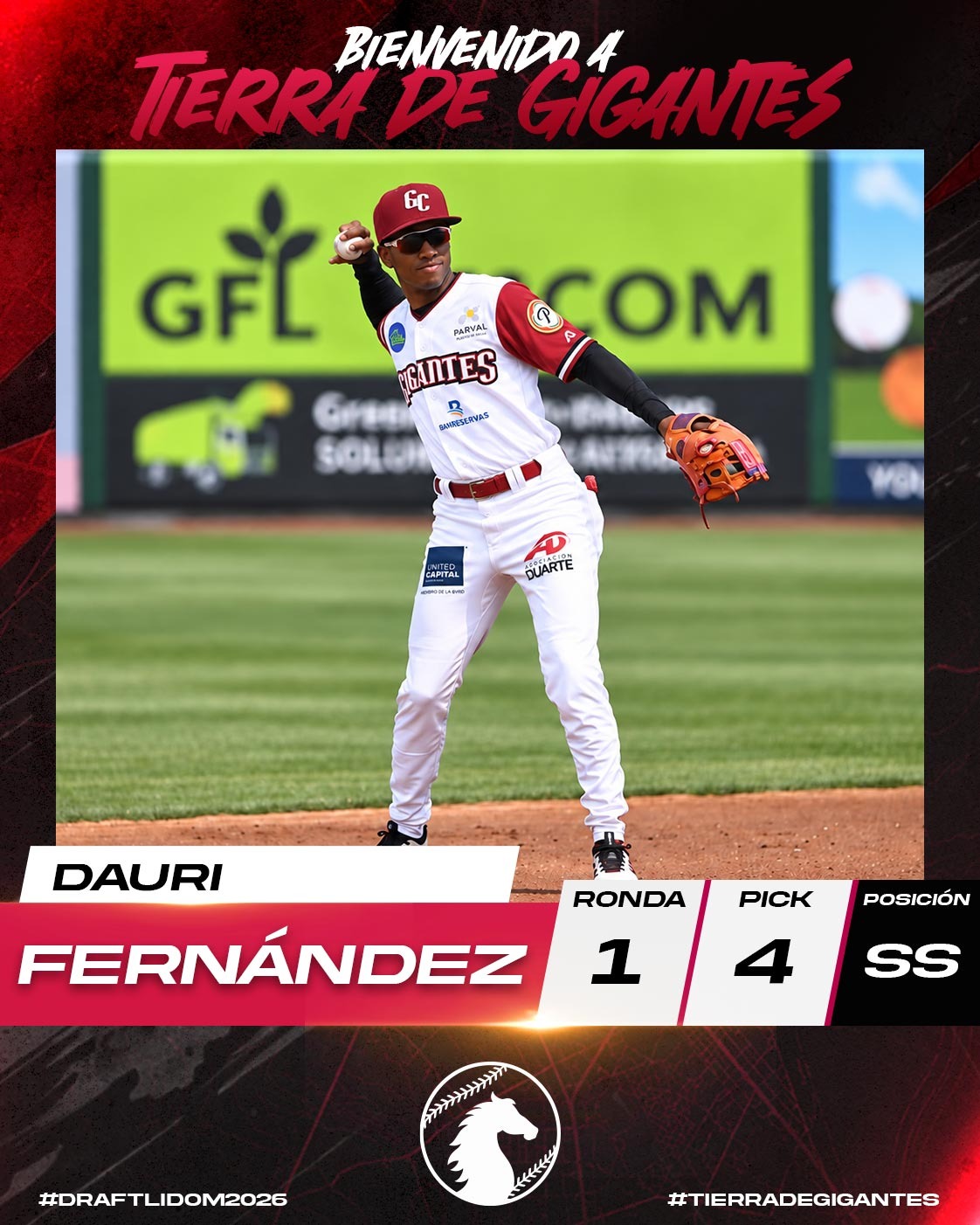 Gigantes del Cibao seleccionan al torpedero Dauri Fernández con su primera escogencia